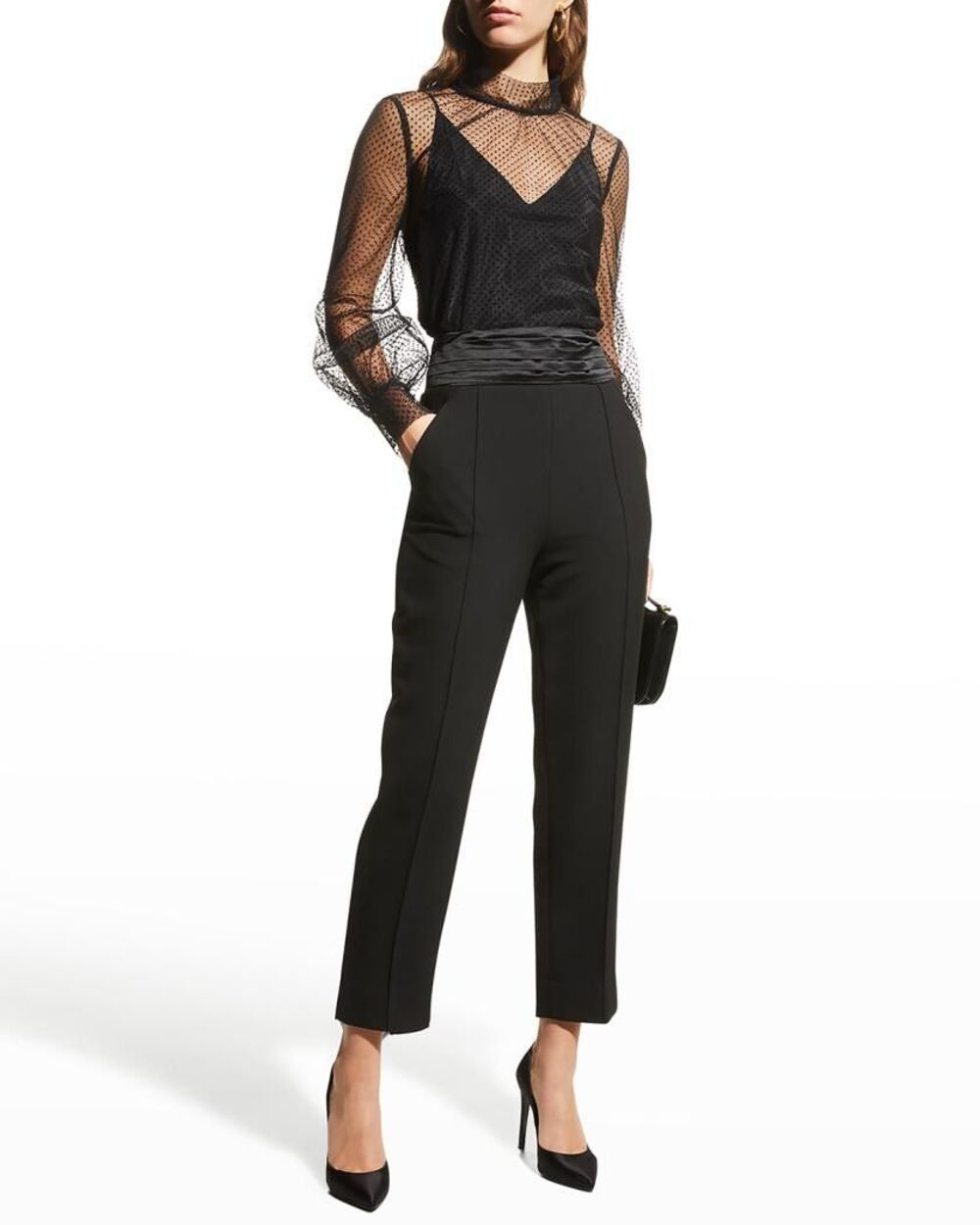 Veronica Beard Voleni Blouse NWT Size 10 in black Swiss-dot tulle